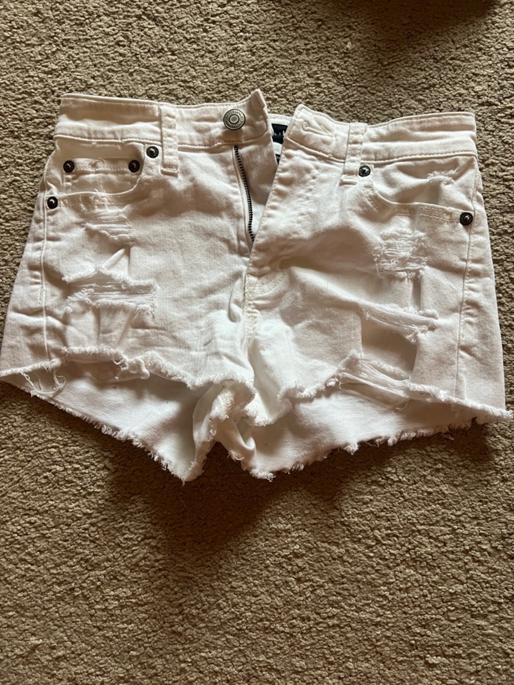Aeropostale White Distressed Denim Cutoff Shorts